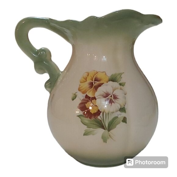 Vintage-Look Pansy Pitcher Jug - 6 Inches Tall, Hobbyist Creation - Picture 1 of 7